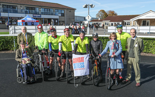 Fundraising cyclists at the Combat Stress day 2019 at Wincanton Racecourse