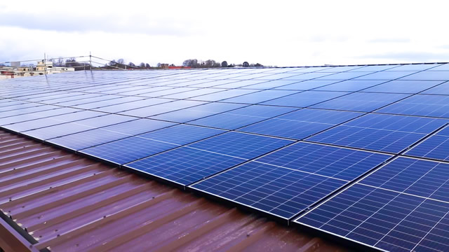 Wyke Farms solar array on the roof of a new building on Bennetts Field Trading Estate