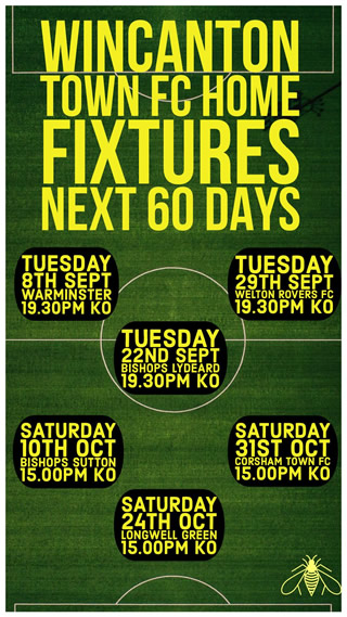 Wincanton Town FC home fixtures for September and October 2020
