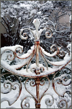 Gate covered in snow