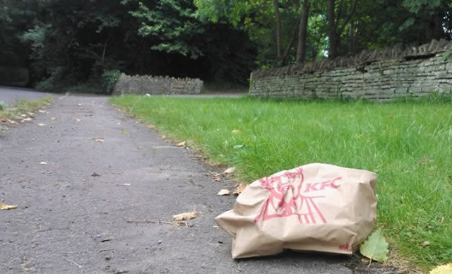 A KFC bag, spotted at the bottom of Verrington Lane, near Racecourse Hill