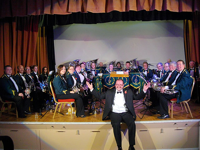 Wincanton Silver Band on the Wincanton Memorial Hall stage