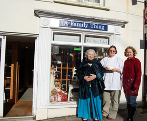 Dale Crowe, Talitha Crowe and Melanie Houghton outside their shop, A Family Thing on Wincanton High Street